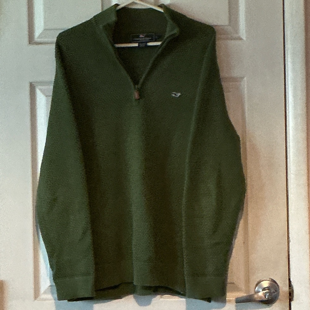 Vineyard Vines Men's Olive Quarter-Zip Pullover Sz L